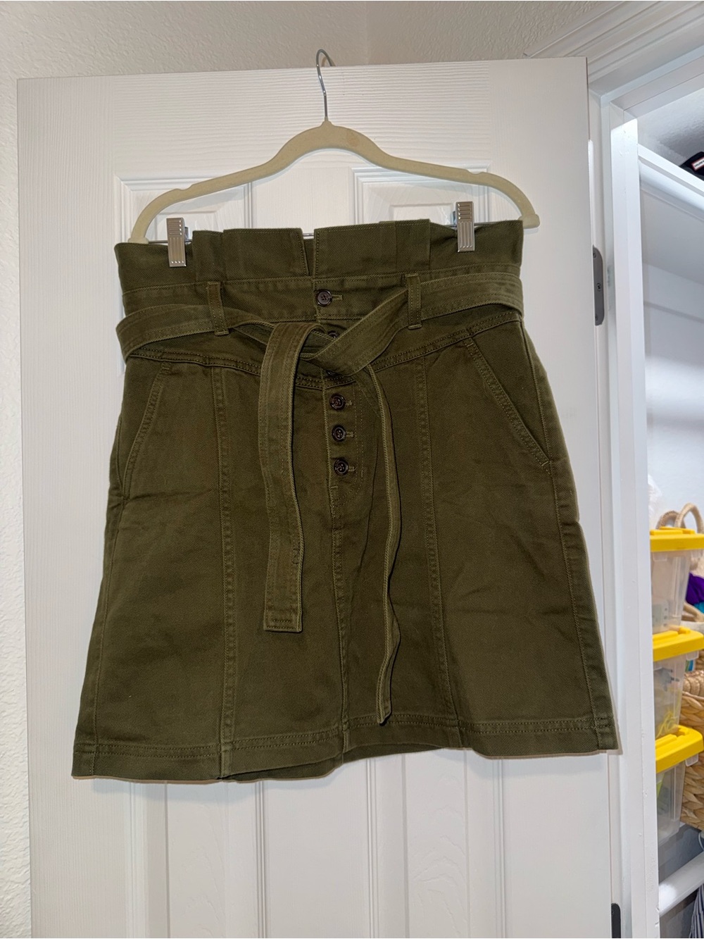 Banana Republic Olive Green High-Waist Belted Midi Skirt *NWT*